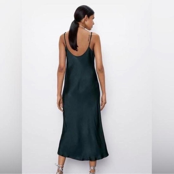 Zara emerald green midi cowl slip dress - Picture 6 of 9